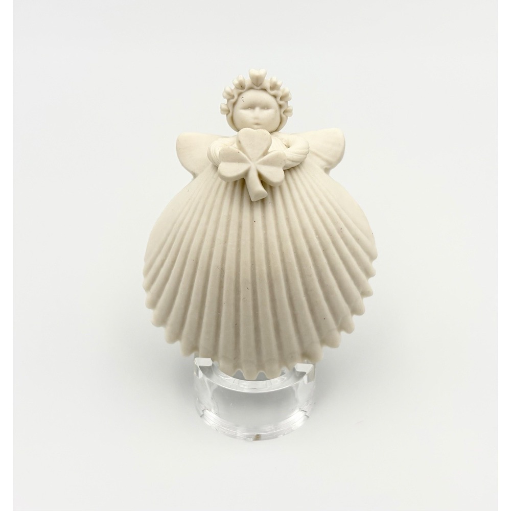 Margaret Furlong Bisque Porcelain Miniature Angel Shamrock Ornament 1998 USA VTG
